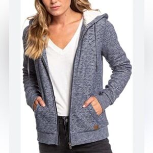 Roxy Women’s Blue Trippin Sherpa Zip Up Hoodie Size XL